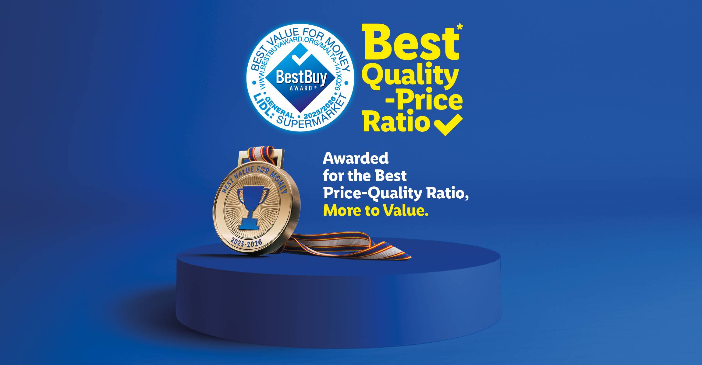 Lidl Malta BestBuy Award for Best Quality-Price Ratio, 2025-2026, with a gold medal.